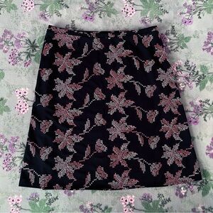 Express Vintage Y2K Needlepoint Floral Skirt 🖤🌸💗🤍